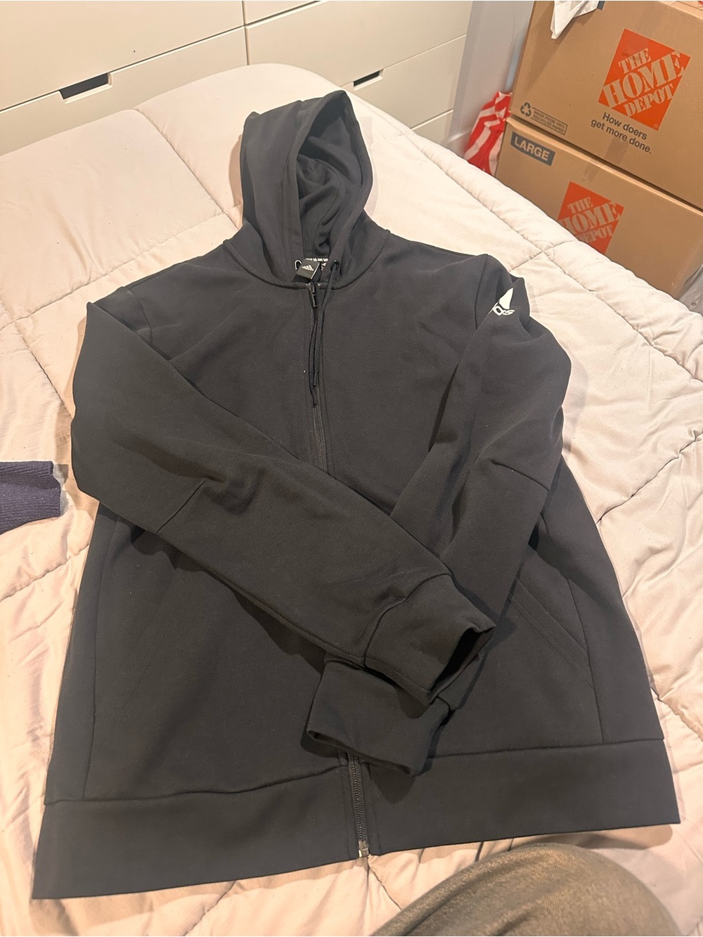 Adidas Men’s Black Full-Zip Hoodie Sweatshirt